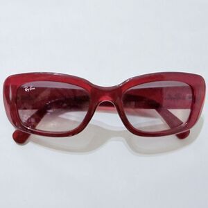 Y2K Vintage Ray-Ban RB4122 Burgundy Red Rectangle Sunglasses 50-18-135